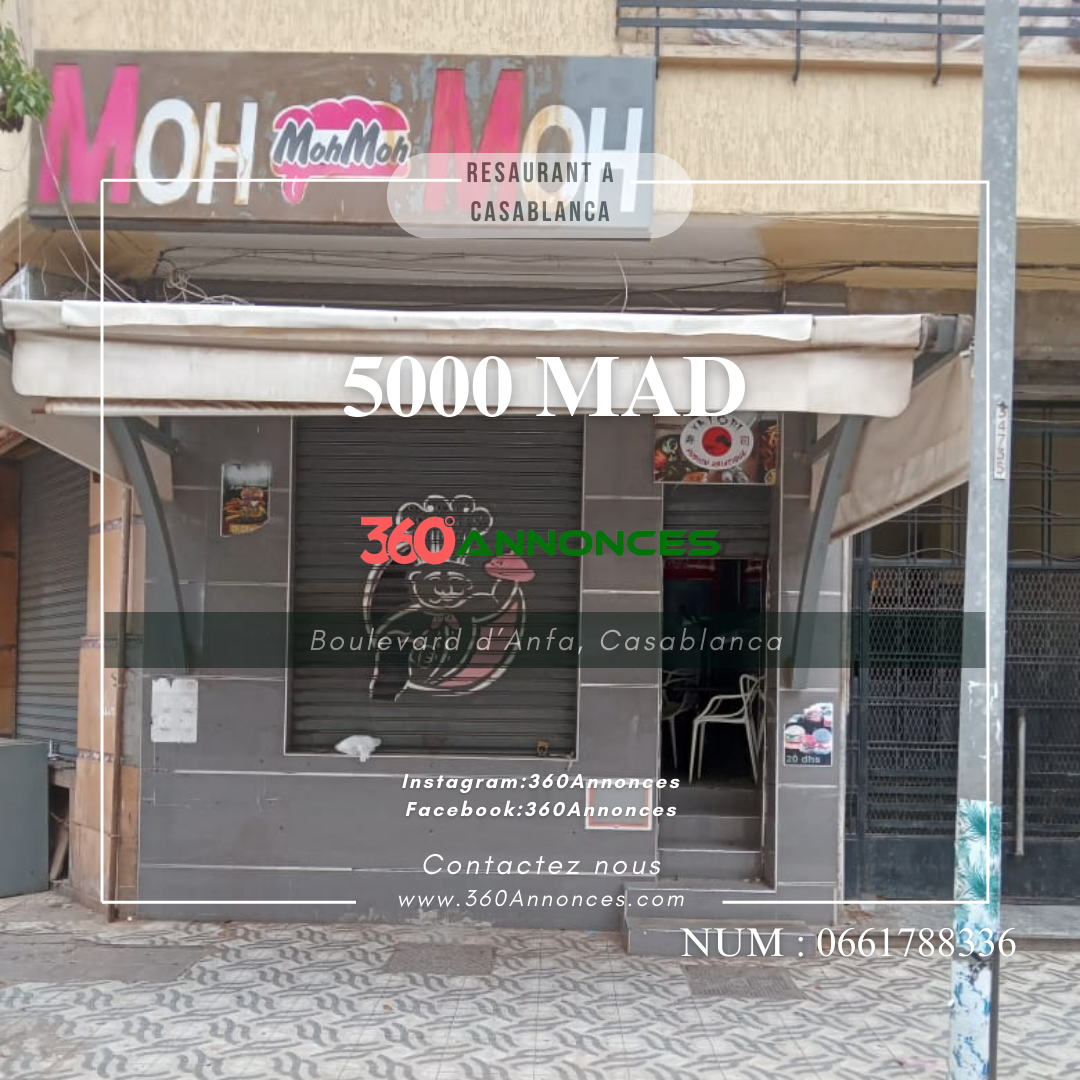 Restaurant for rent in the heart of Sidi Belyout, Casablanca