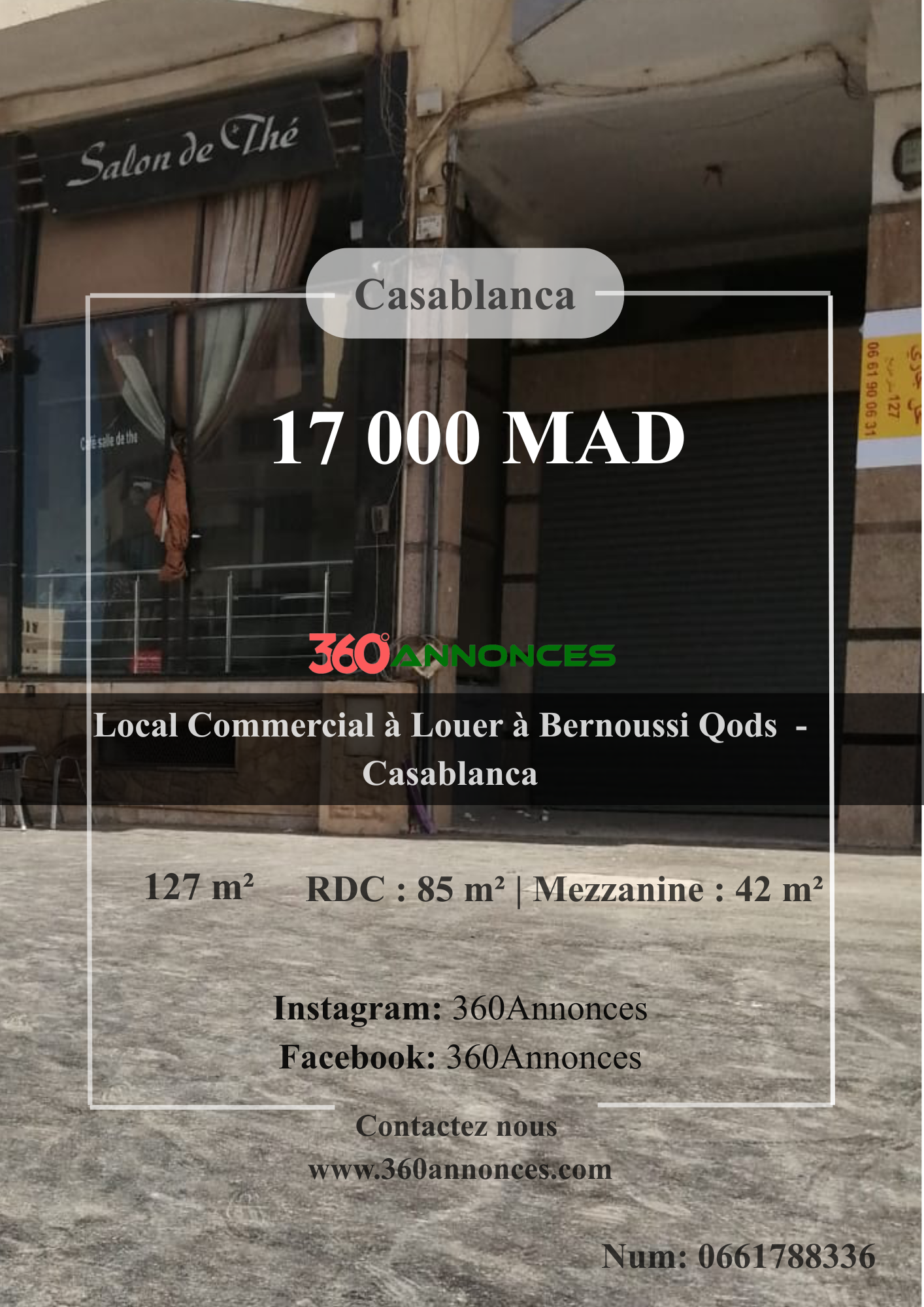 Commercial Premises for Rent Bernoussi Qods – Casablanca 127m² | mad 17,000