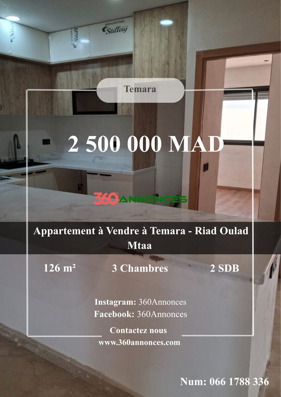 🏠 Temmara Apartment for Sale – Riad Oulad Mtaa | 126 sqm | 2,650,000 Dhs