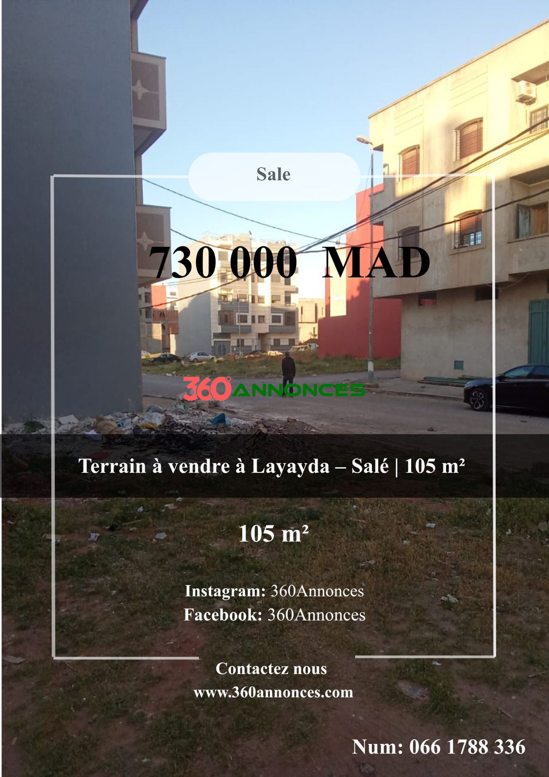 105 m² Corner Plot for Sale – Layayda, Salted  730,000 DH