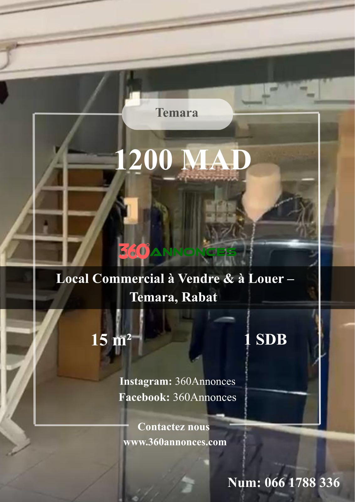 Commercial Premises for Sale & Rent – Temara, Rabat | Sale: mad 120,000 | Rent: mad 1,200/month