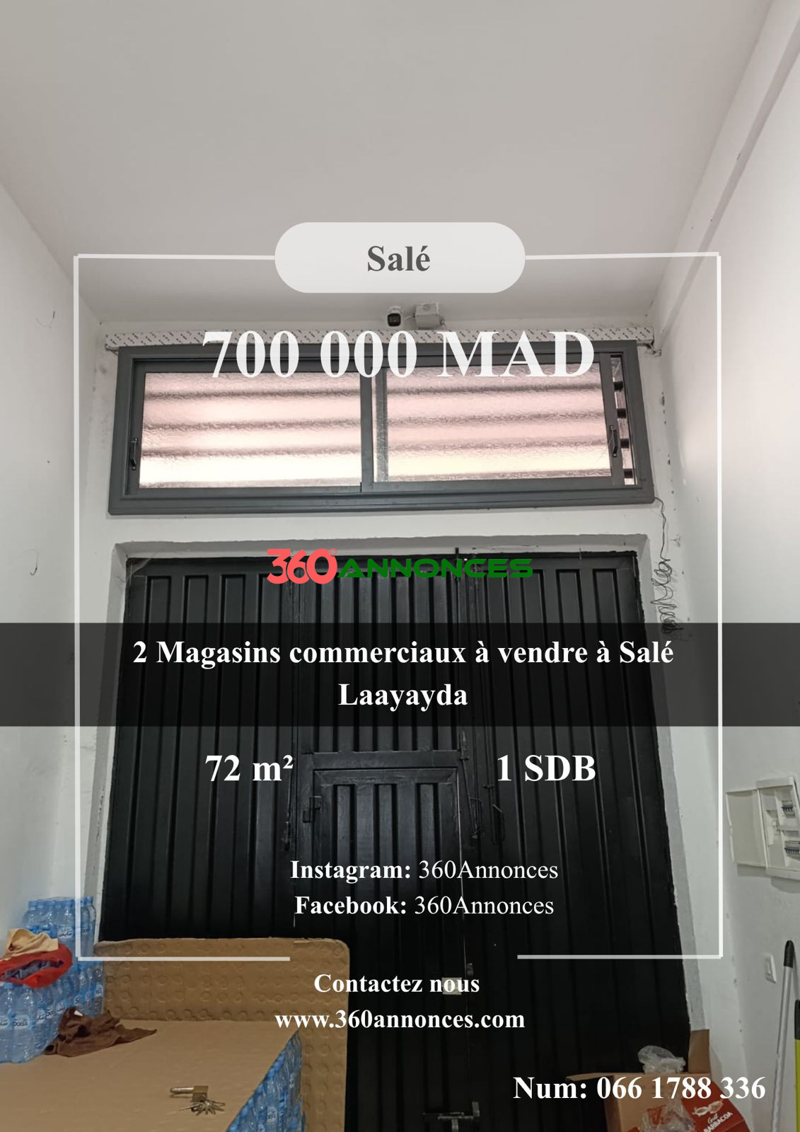 Commercial stores for sale in Salé Laayayda | 72 m² | 700,000 DH