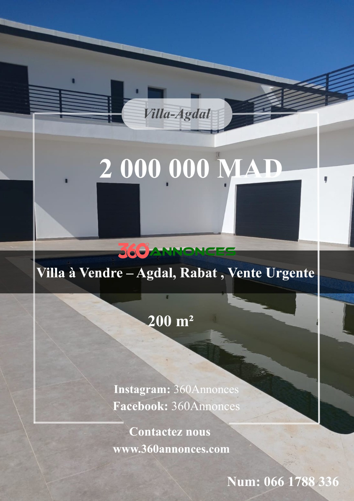 Villa for Sale – Agdal, Rabat | 200 m² | 2,000,000 DH | Urgent Sale