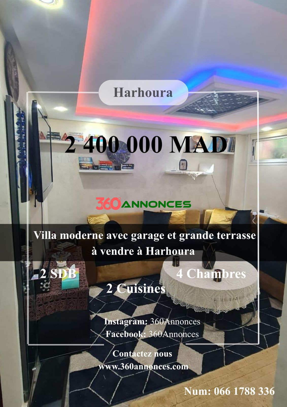 Modern villa with garage and large terrace for sale in Harhoura