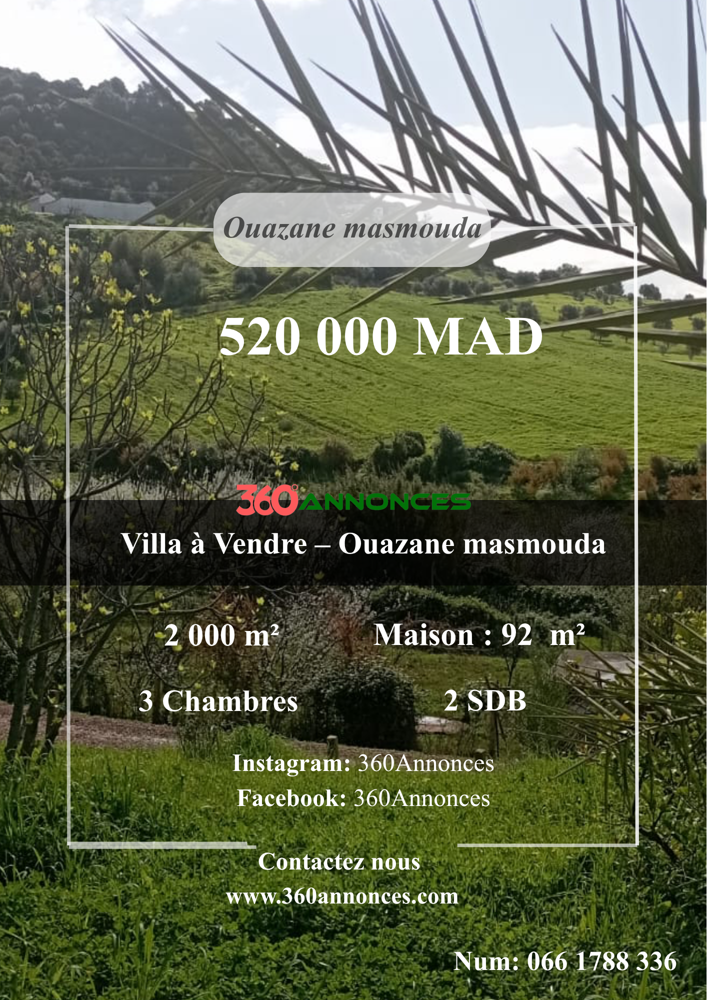 Villa for sale in Ouazzane – 2,000 m² plot at 520,000 DH