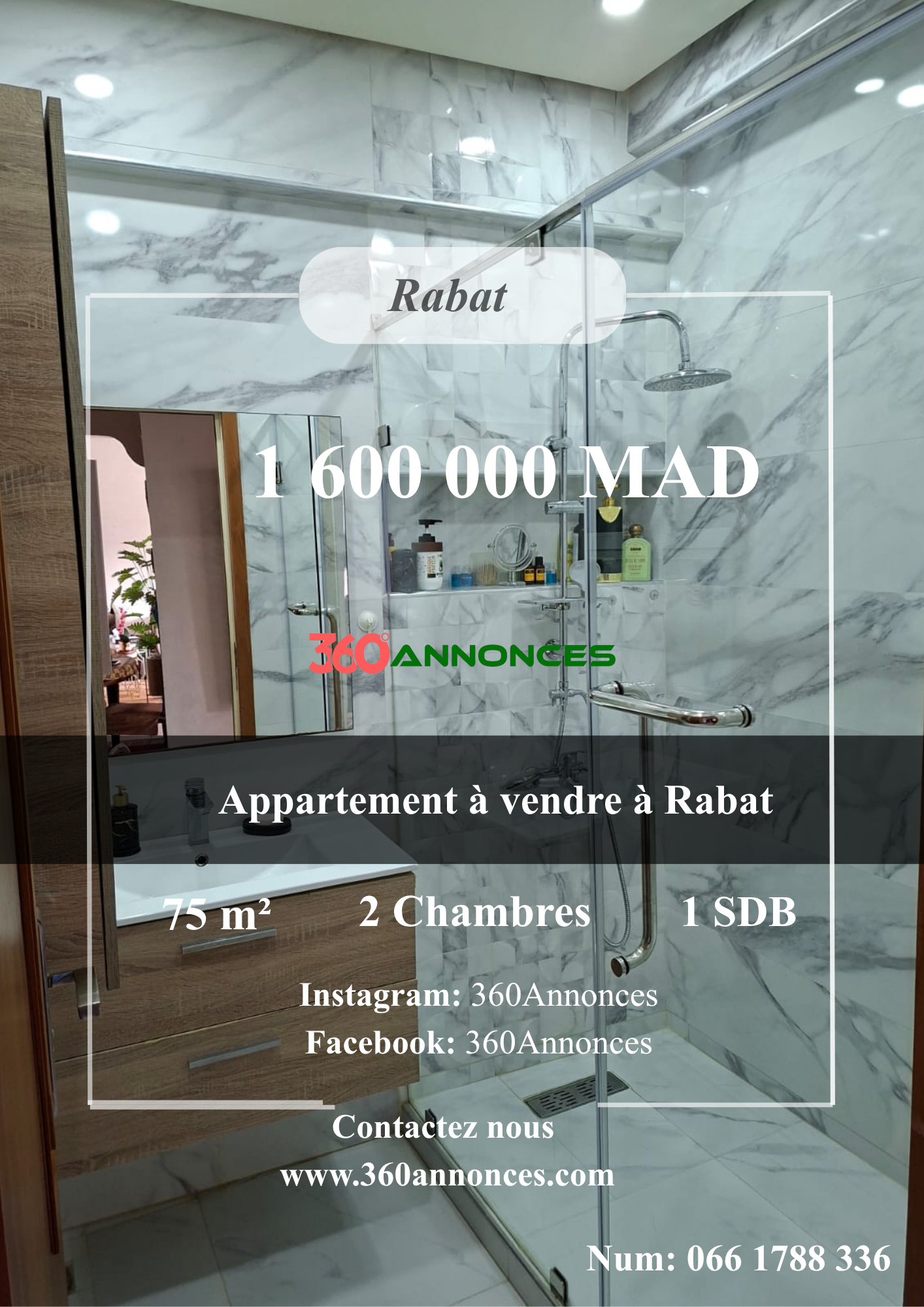 Apartment for sale in Rabat | 75 m² | 1,600,000 mad
