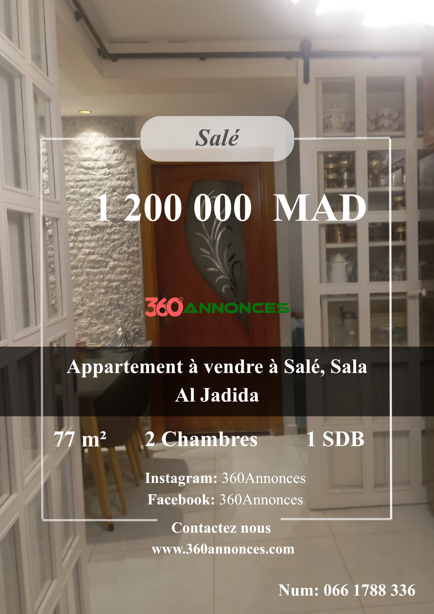 Apartment for sale in Salé – سلا الجديدة | m² 77 | mad 1,200,000