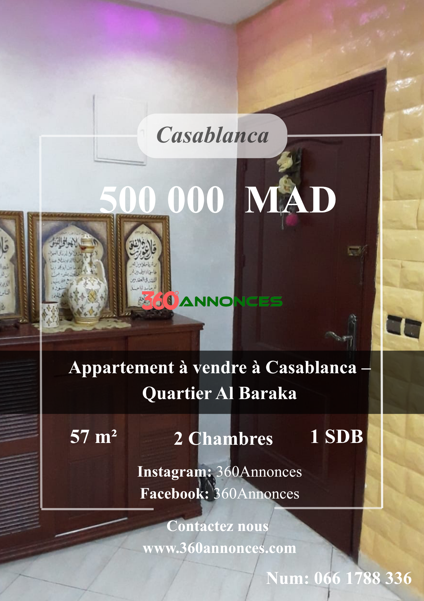 Apartment for sale in Casablanca – Al Baraka district | 57 m² | 500,000 DH