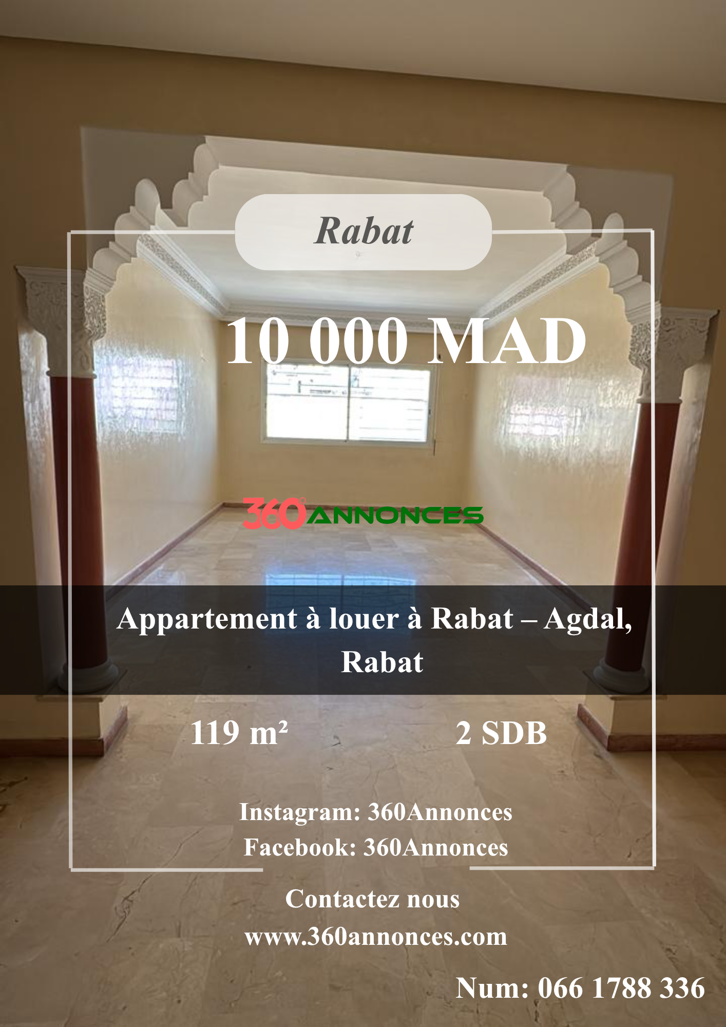 Apartment for rent in Rabat – Agdal Rabat | 119 m² at 10,000 DH / month