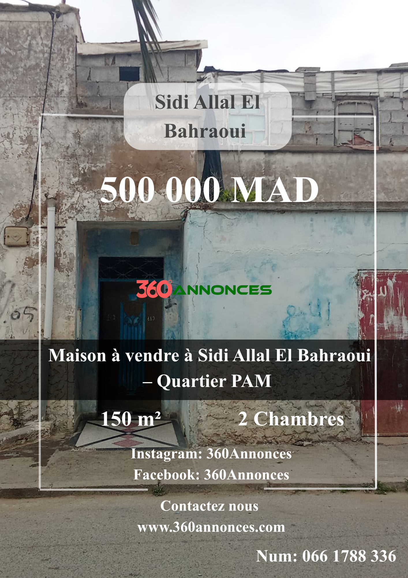 House for sale in Sidi Allal El Bahraoui --- 150 m² --- Price: 500,000 DH