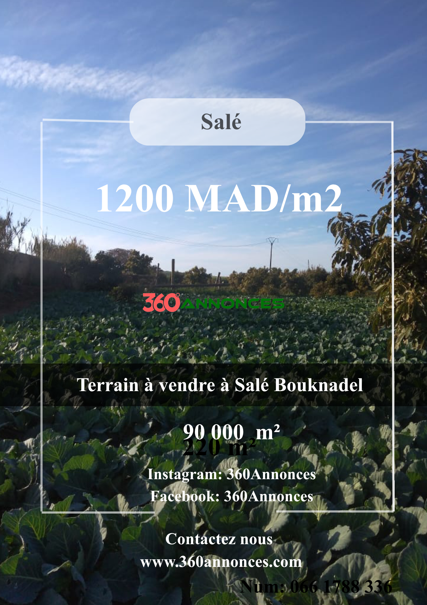 Land for sale in Salé Bouknadel – 9 Hectares | 1200 DH/m²