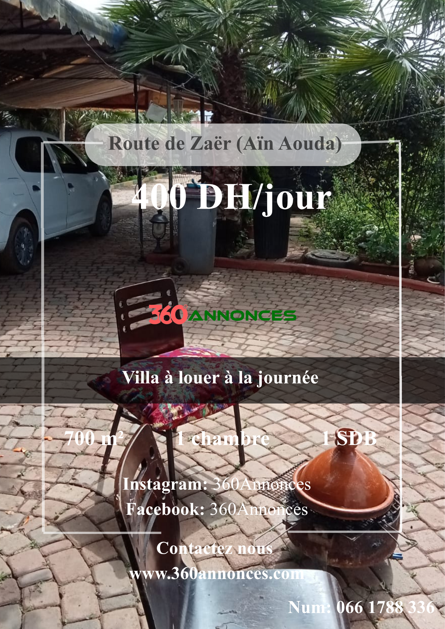Villa for rent in Oum Azza – Zaer Road | 700 m² | 400 DH/day