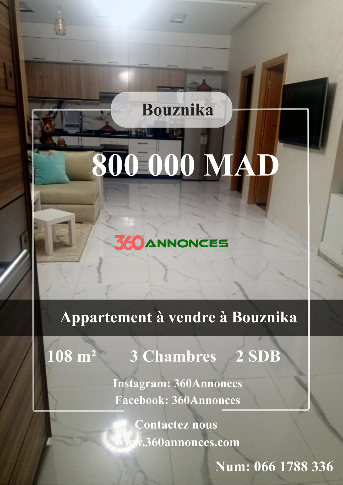 Apartment for sale in Bouznika | 108 m² | 800,000 DH