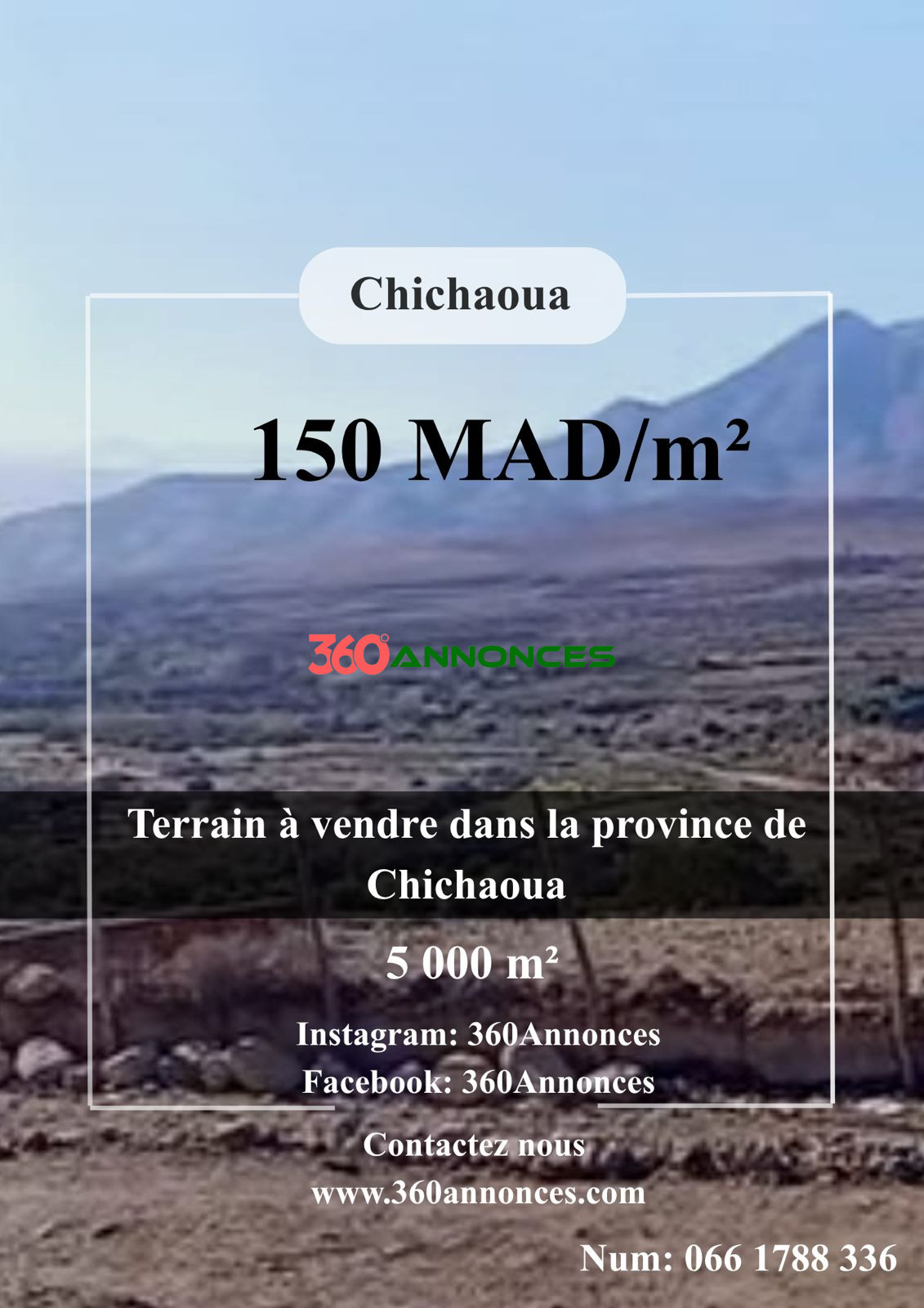 Land for sale in the province of Chichaoua – 5,000 m² at 150 DH/m²