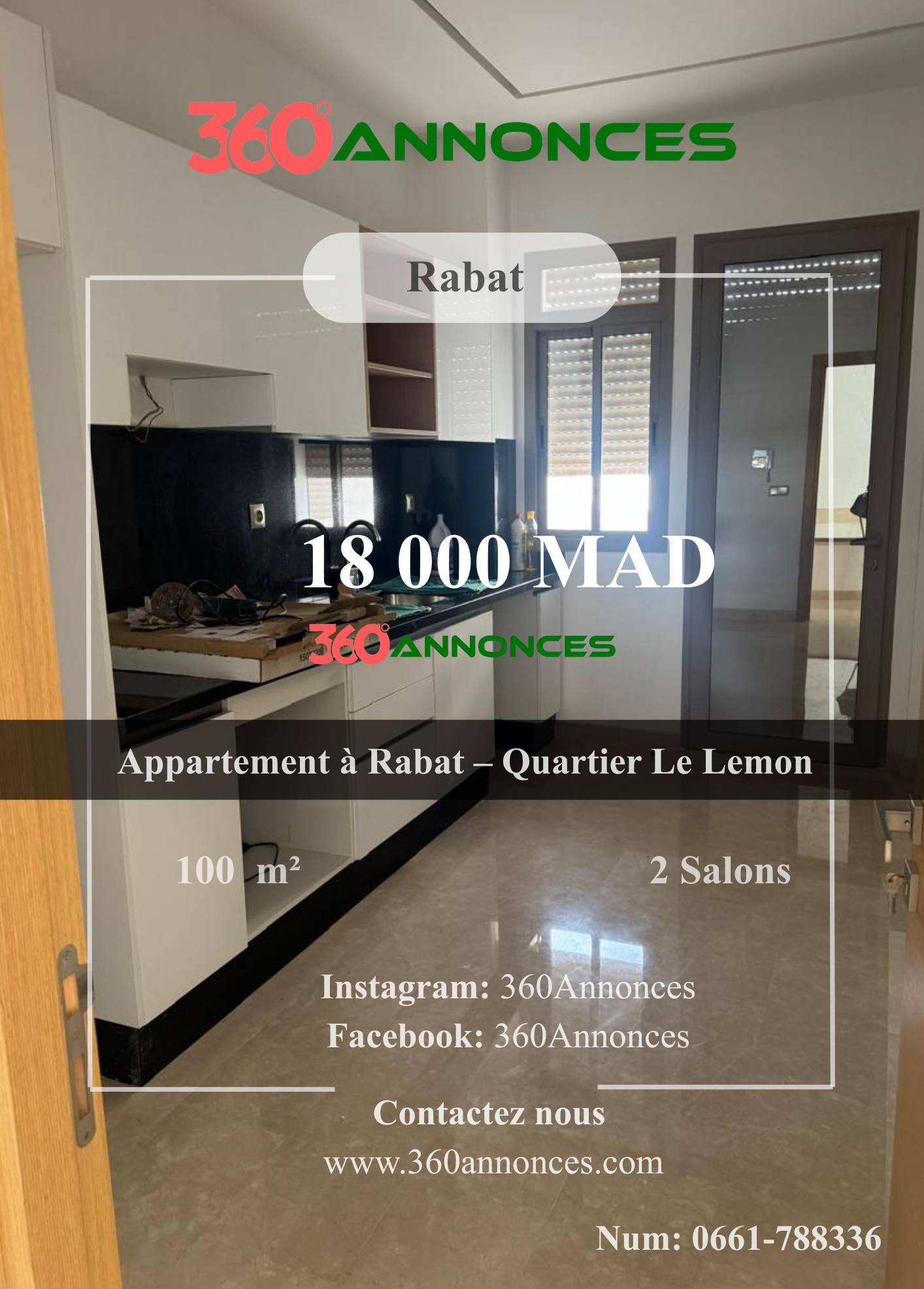 Luxury apartment for rent in Rabat – Quartier Le Lemon – from mad 18,000/month